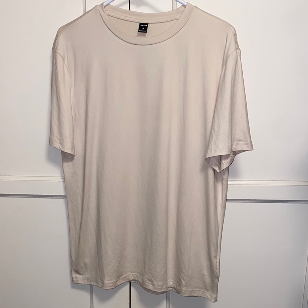 SHEIN Medium Cream Short Sleeve Tee for Casual Wear